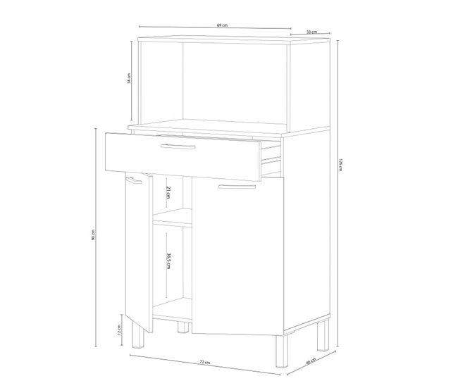 Alacena cocina Colin 2 Puertas 72 Natural/ Blanco