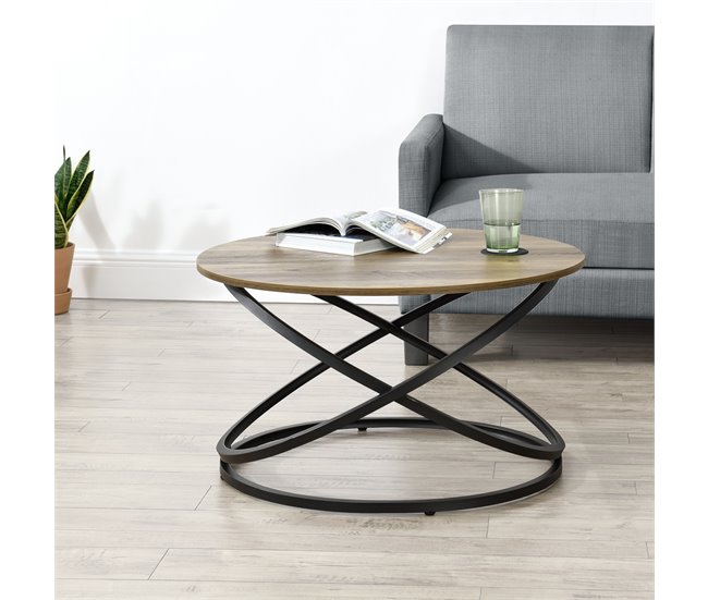 Mesa de centro Dunedin aglomerado metal Madera