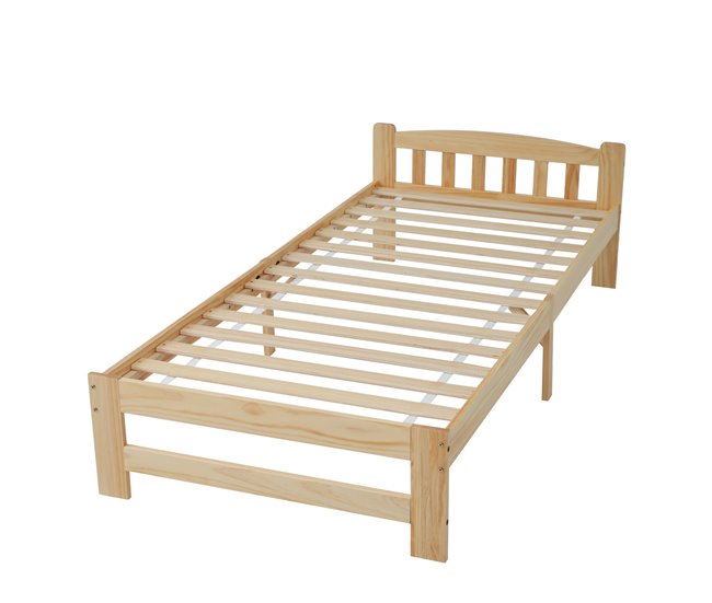 Cama individual de madera maciza Natural