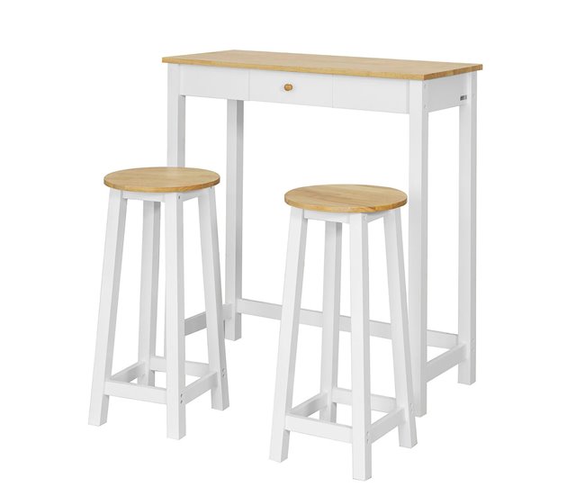 Set de 1 Mesa y 2 taburetes Comedor SoBuy Madera