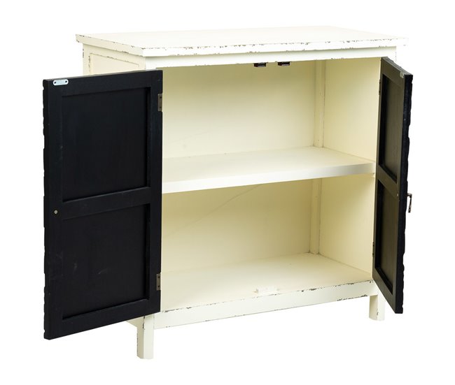 Aparador de madera de 2 puertas Negro