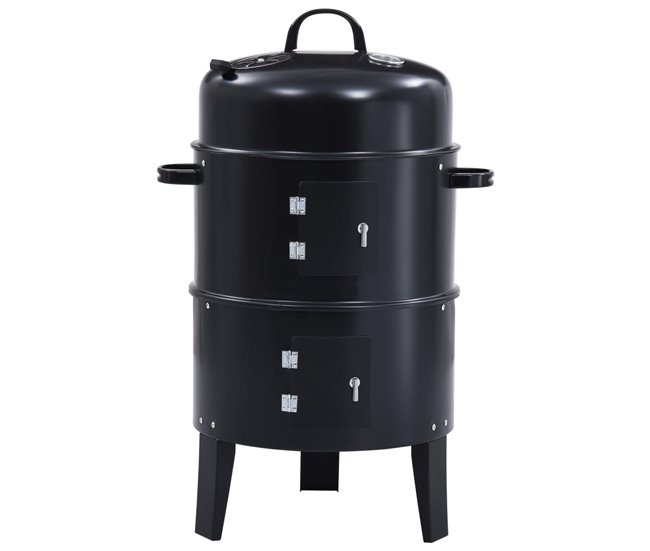 VidaXL Barbacoa 3 en 1 ahumador de carbón Negro
