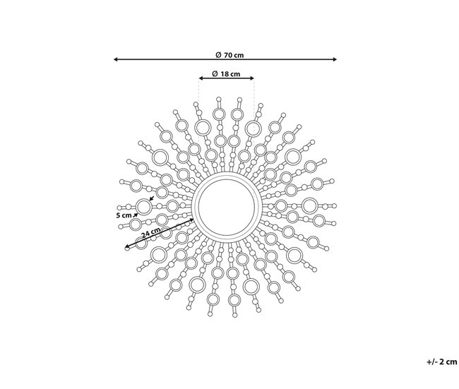 Beliani Espejo decorativo BLOIS Dorado