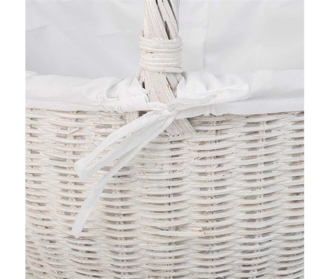 Cesta redonda de medula con forro Blanco