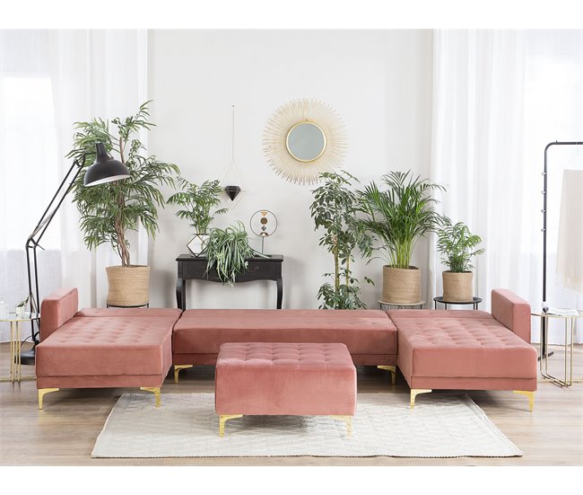 Beliani Sofá modular Terciopelo ABERDEEN Rosa