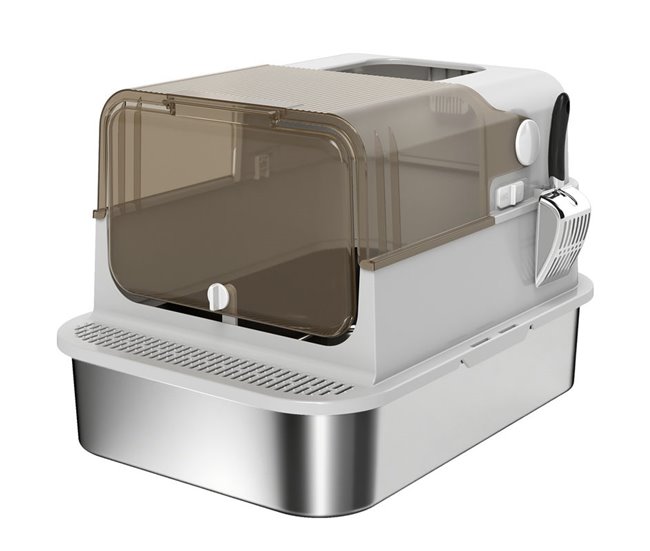 Arenero para Gatos Acero Inoxidable PawHut Gris