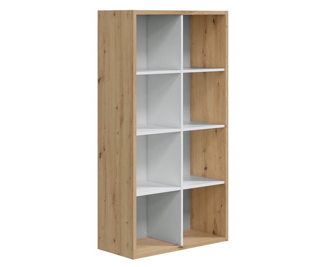 Estantería Cubic 8 huecos, color roble y blanco Roble
