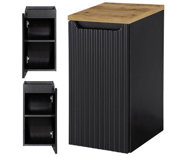 Mueble de baño bajo lavabo Newport con puerta 30 Negro/ Madera