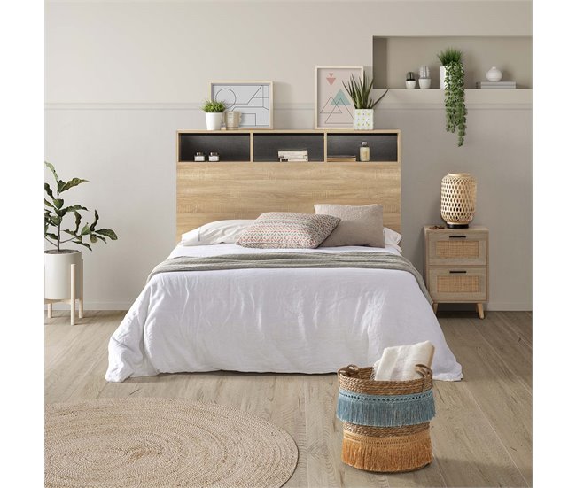 Cabecero de cama Zeus 2 puertas 9 huecos 165 Roble