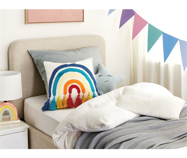Beliani Cojín decorativo DORSTENIA Blanco/ Beige