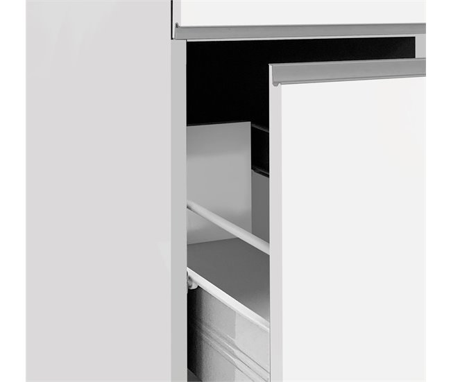 Cozinha com despensa com efeito madeira 30 Blanco