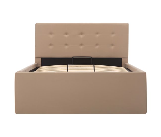 Cama canapé hidráulica cuero sintético 100x200 Marron