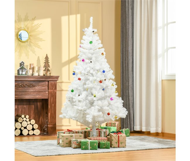 Árbol de Navidad Plástico y Metal HOMCOM Blanco