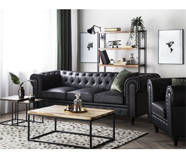 Beliani Conjunto de sofás CHESTERFIELD Negro