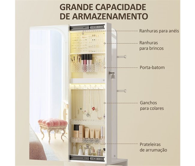 Espejo Joyero MDF HOMCOM, hogar - decoración Crudo