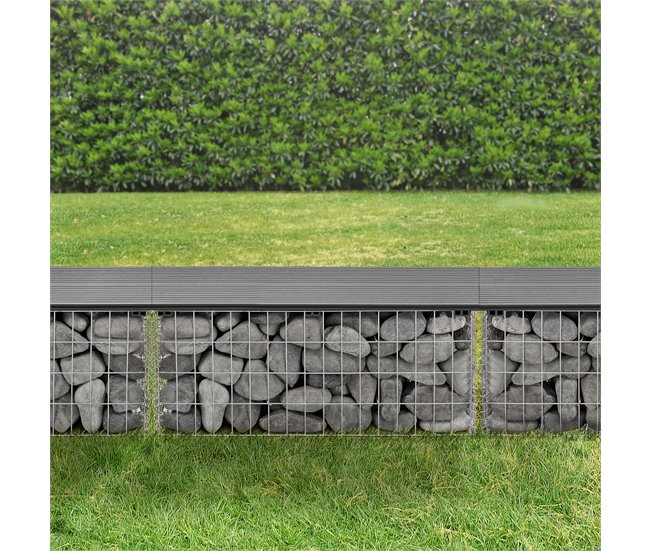 Banco de jardín gavión Friesland WPC 90x25 Gris