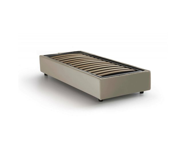 Cama individual en tela Beige