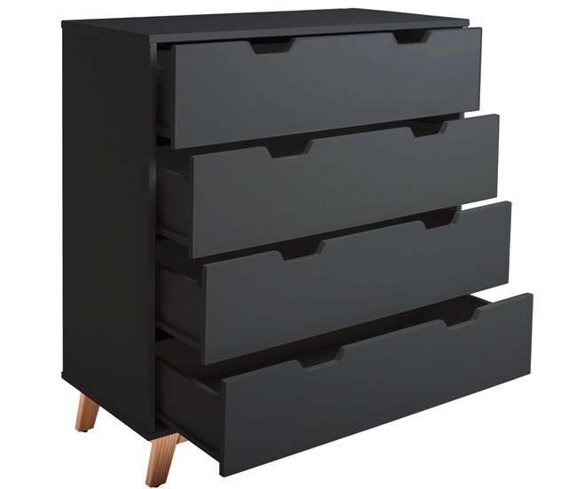 Cómoda de Noche Miranda de 4 cajones 80 Antracita