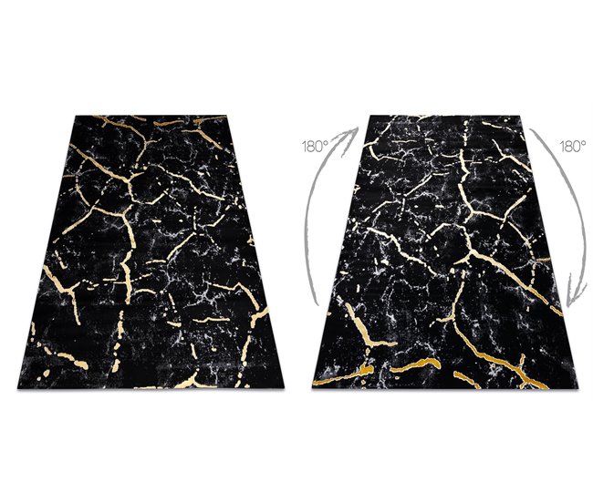 Alfombra GLOSS moderno 410A 86 Mármol Roca elegante glamour 240x330 Negro