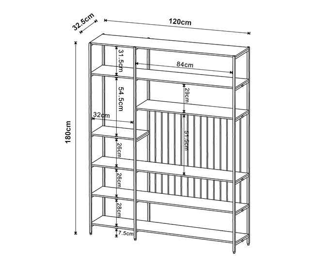 Estantería de pie Rælingen [en.casa] 120 Negro
