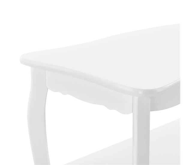 Mesa de centro Pearl Vintage con estante MDF lacado y pino Blanco