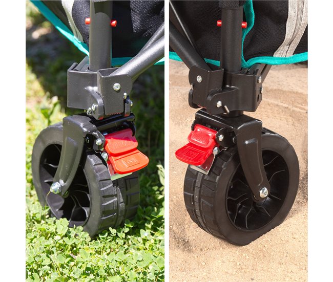 Aktive Carro plegable playa con ruedas todoterreno Negro