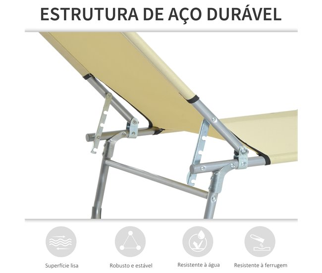 Tumbona Plegable Tela Oxford, Metal Outsunny Crudo