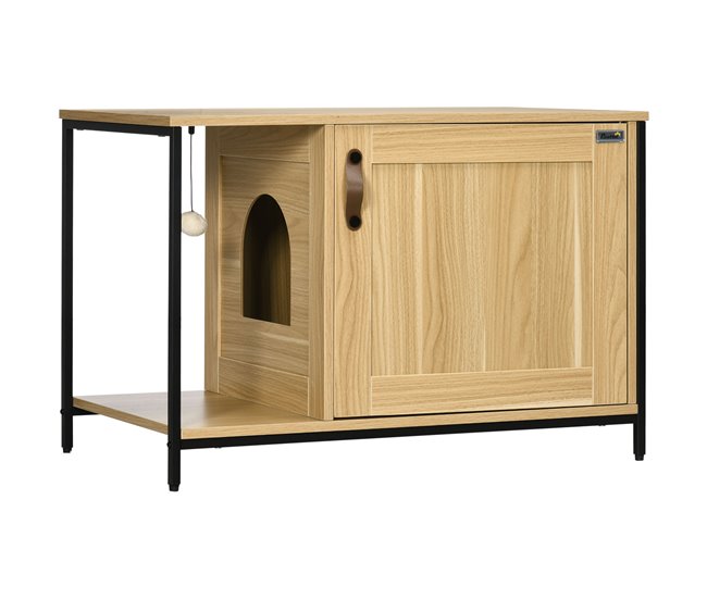 Arenero para Gatos Melamina de Madera, Acero PawHut Marron