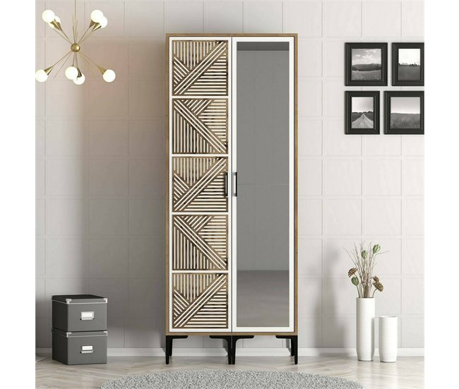 Armario 2 puertas efecto madera 80 Blanco/ Madera