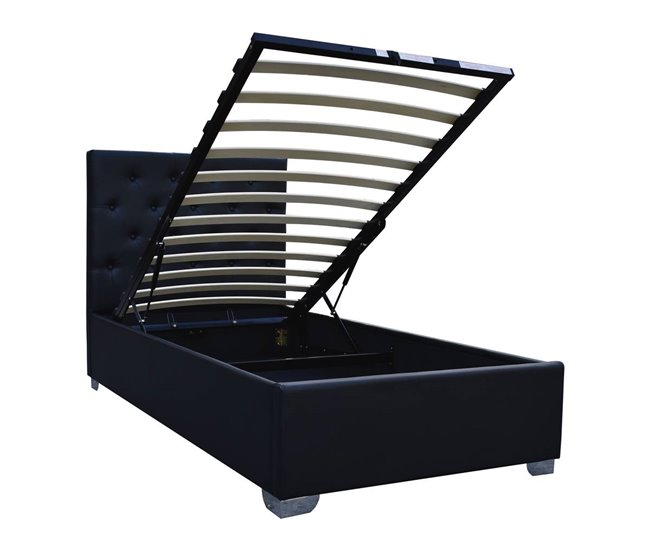 Cama simple con cofre 207x98 Negro