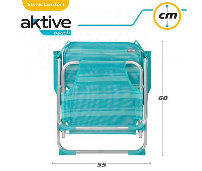 Silla plegable fija aluminio Aktive Beach - mediterráneo Azul