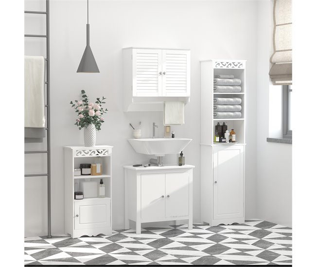 Armario Baño de Pared MDF kleankin, hogar - baño 60 Blanco