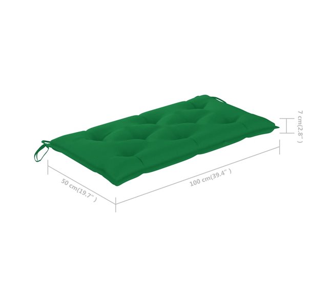 Banco de jardín madera maciza de teca y cojín 112x55 Antracita