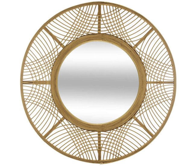 Espejo De Bambú Ina Con Estilo Único 70x70 Beige