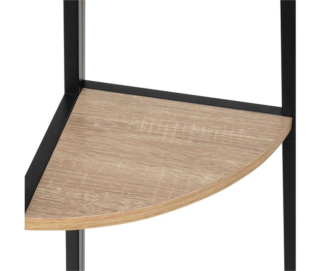 Estantería Esquinera Aliaj 5 Estantes Metal Industrial Negro/ Madera