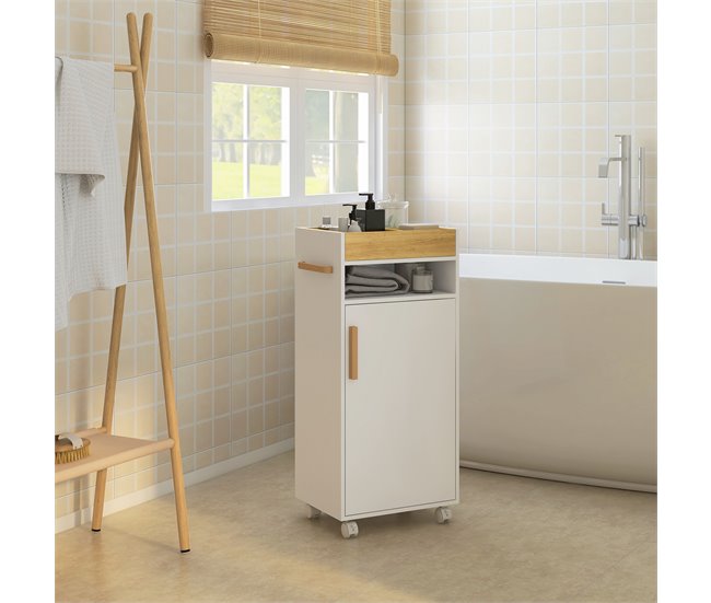 Armario de Baño Melamina de Madera, Haya kleankin Blanco