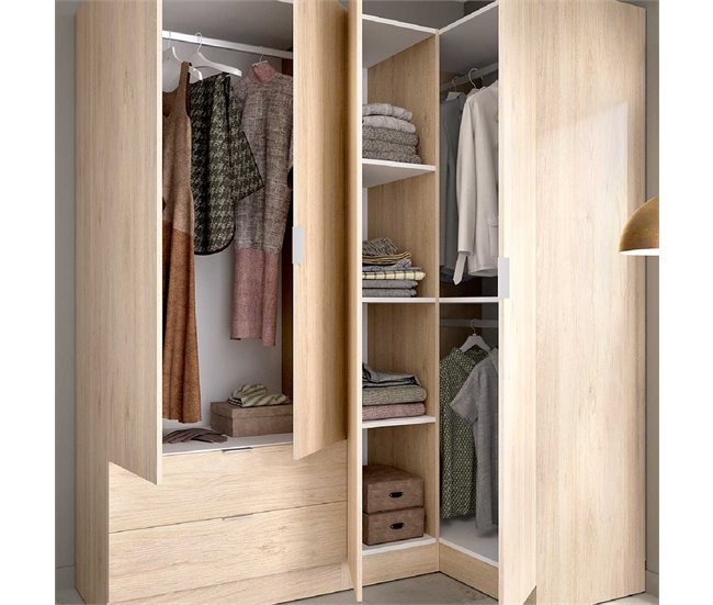 Armario esquinero Essen 2 módulos 4 puertas Natural