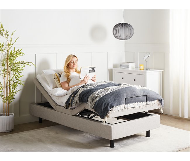 Beliani Cama ajustable sin cabecero Poliéster DUKE 90x200 Beige