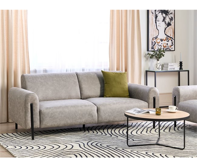 Beliani Sofá de 3 plazas Poliéster ASKIM Beige