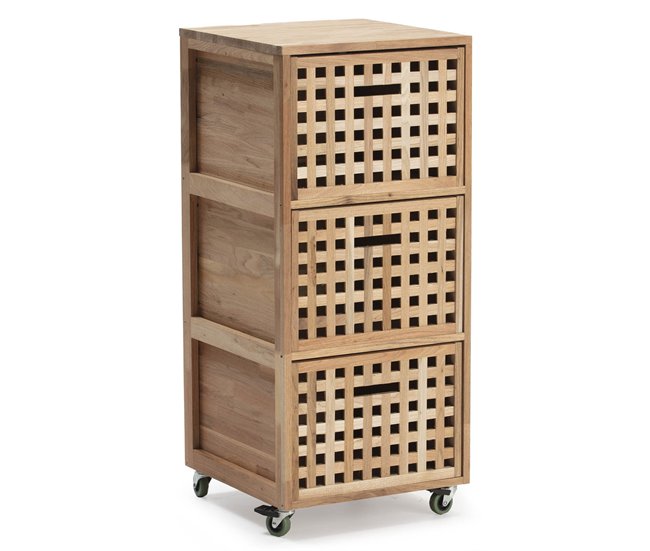 Mueble de baño Bukit 3 cajones con ruedas Madera