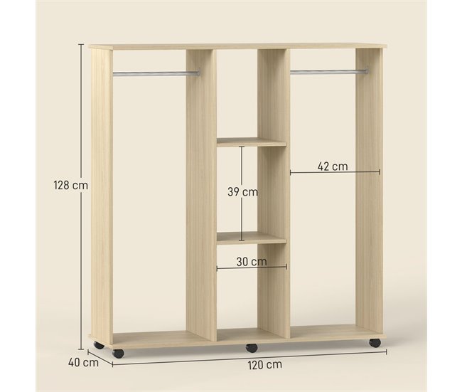 Armario Ropero Melamina de Madera HOMCOM Marron