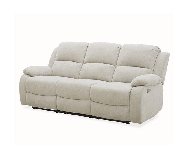 Sofá 3 plazas 2 asientos relax eléctrico RYAN Gris Claro