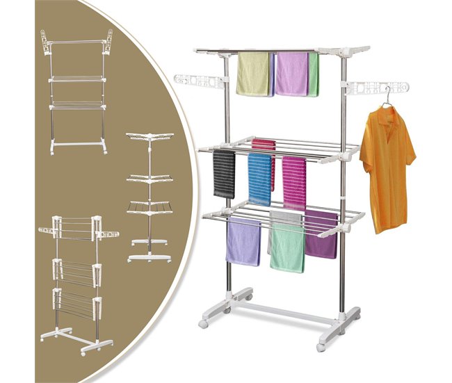 Tendedero Plegable ABS y Acero Inoxidable HOMCOM Gris
