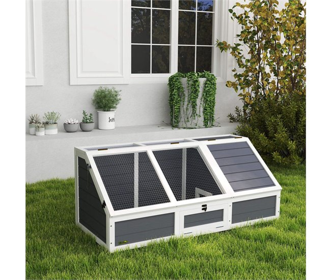 Casa para Tortugas Madera de Abeto, Acero Galvanizado PawHut Gris