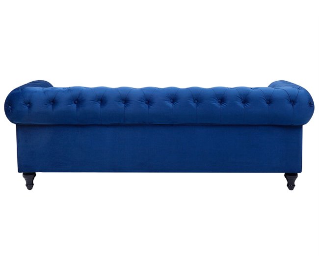 Beliani Conjunto de sofás CHESTERFIELD Azul Marino