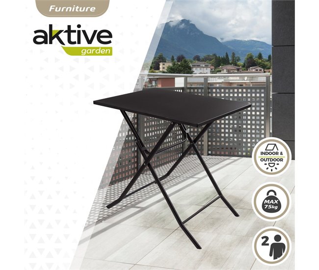 Mesa cuadrada plegable jardín Aktive Negro