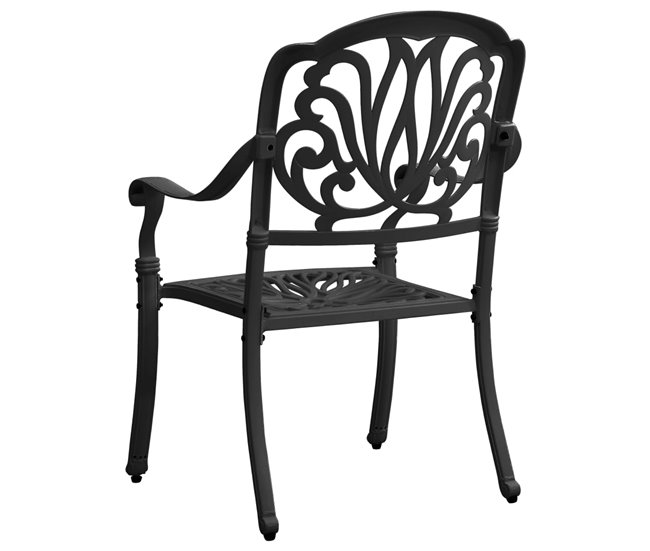 2 Sillas de jardín de aluminio fundido Negro