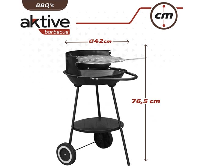 Barbacoa carbón portátil Aktive Negro