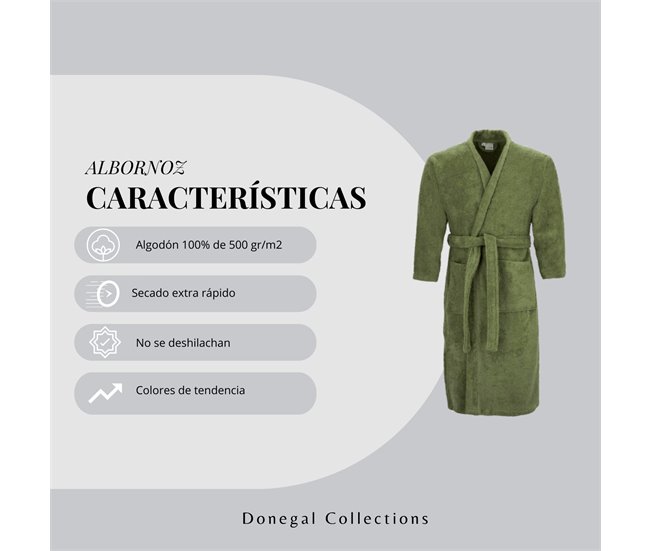 Albornoz 100% Algodón Liso de Rizo Verde