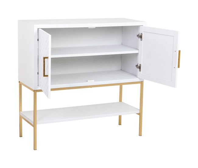 Aparador de 2 puertas de madera y metal Blanco